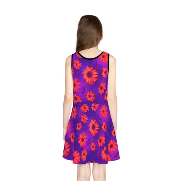 Black Light Sunflowers Girls' Sleeveless Sundress - Image 4