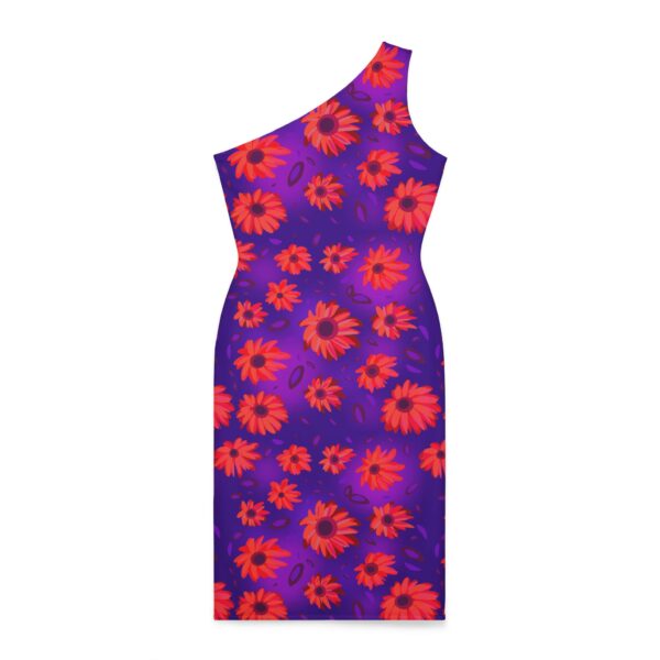 Black Light Sunflowers Shoulder Dress - Image 2