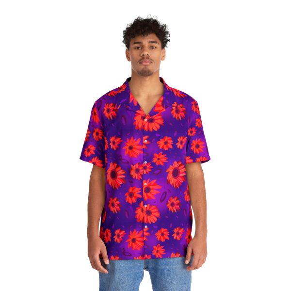 Black Light Sunflowers Hawaiian Shirt - Image 3