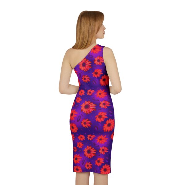 Black Light Sunflowers Shoulder Dress - Image 4