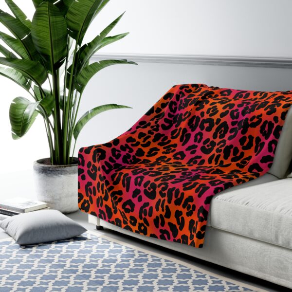 Neon Leopard Sherpa Fleece Blanket - Image 7