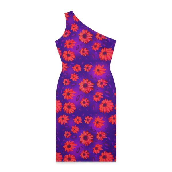 Black Light Sunflowers Shoulder Dress - Image 3