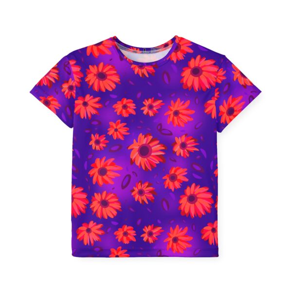 Black Light Sunflowers Kids Sports Jersey - Image 2