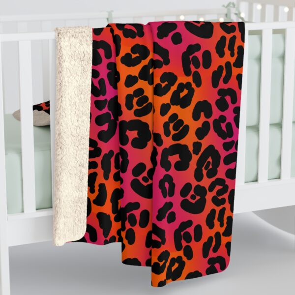 Neon Leopard Sherpa Fleece Blanket - Image 8