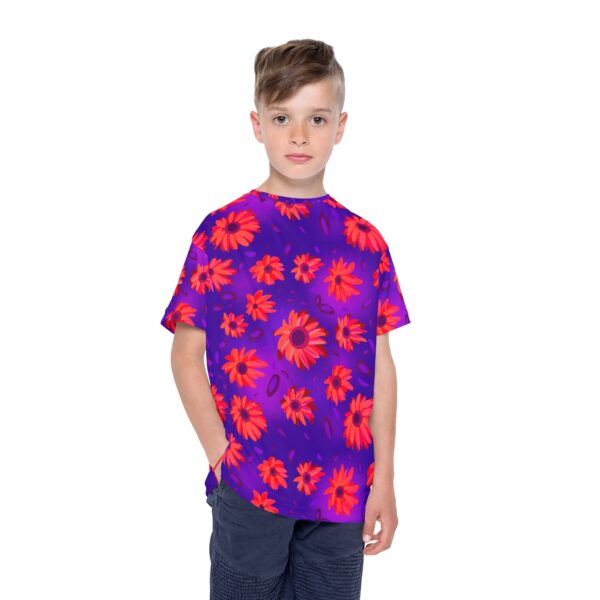 Black Light Sunflowers Kids Sports Jersey - Image 4