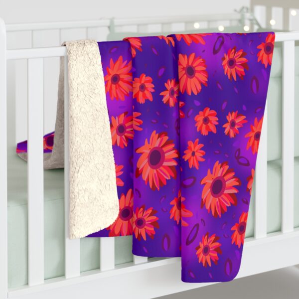 Black Light Sunflowers Sherpa Fleece Blanket - Image 4