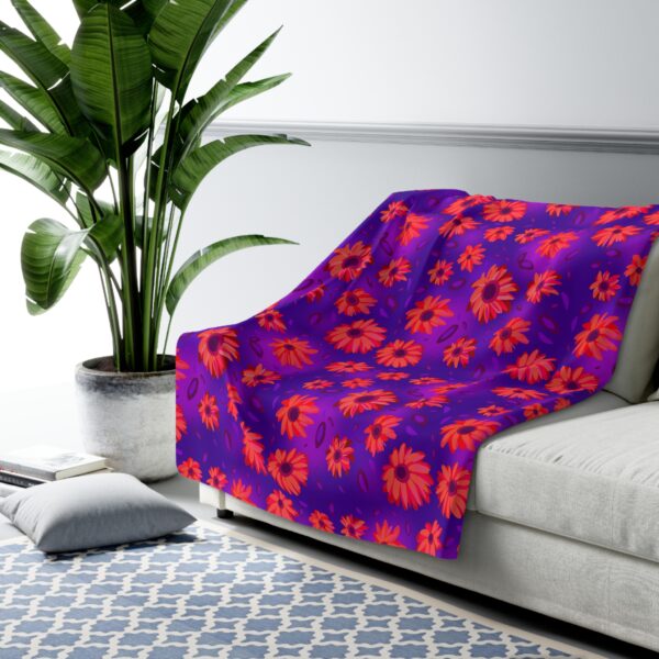 Black Light Sunflowers Sherpa Fleece Blanket - Image 7