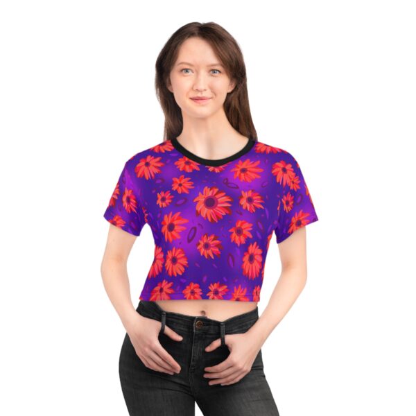 Black Light Sunflowers Crop Top - Image 7