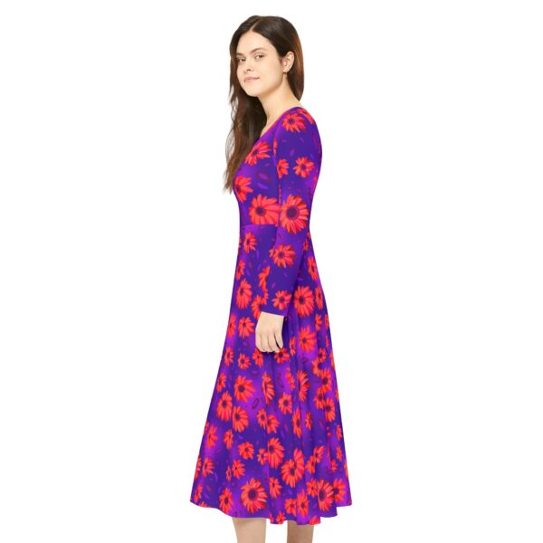 Black Light Sunflowers Long Sleeve Dress - Image 5