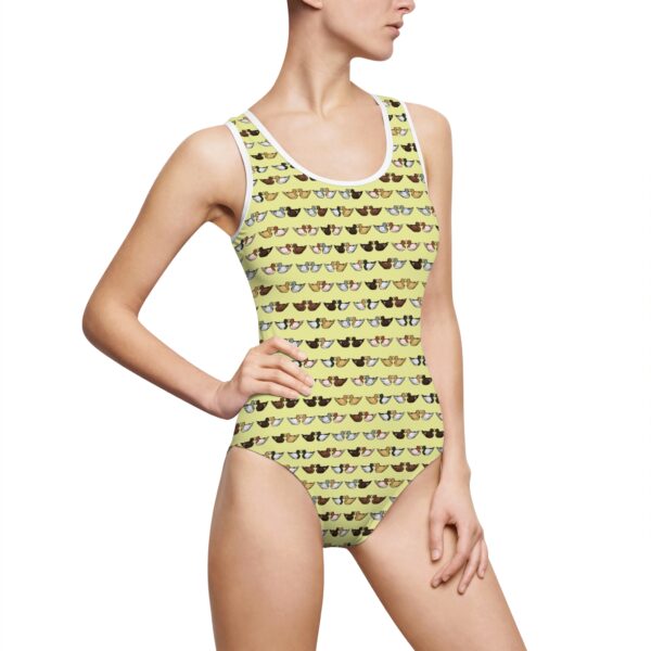 Love Doves One-Piece Swimsuit (Yellow)