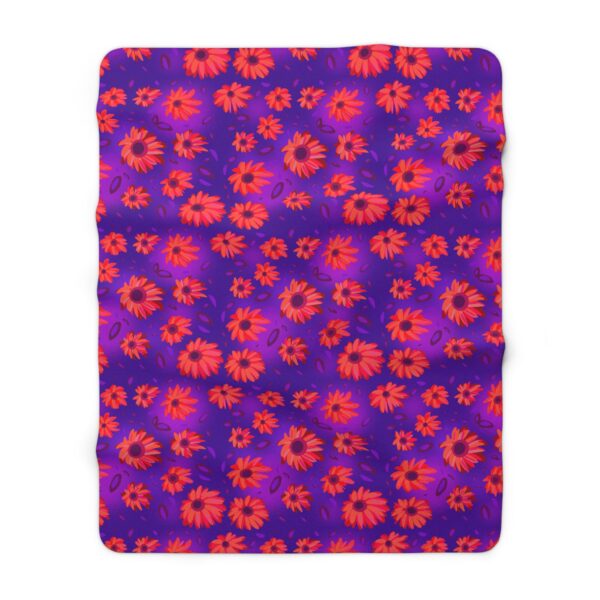 Black Light Sunflowers Sherpa Fleece Blanket - Image 5