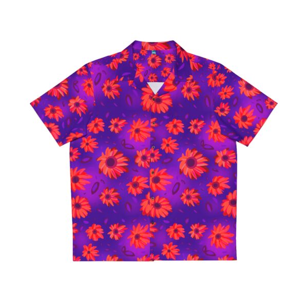 Black Light Sunflowers Hawaiian Shirt - Image 5