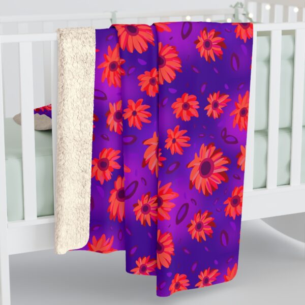 Black Light Sunflowers Sherpa Fleece Blanket - Image 8