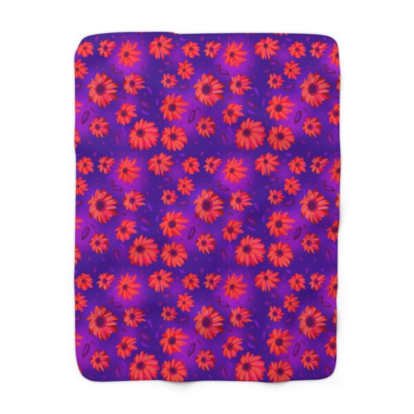 Black Light Sunflowers Sherpa Fleece Blanket - Image 2