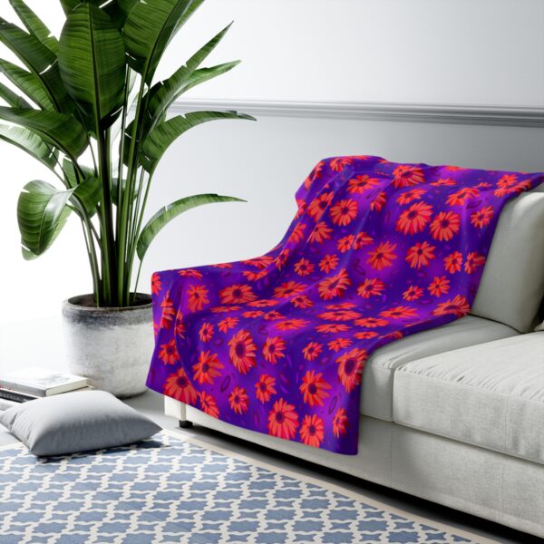 Black Light Sunflowers Sherpa Fleece Blanket