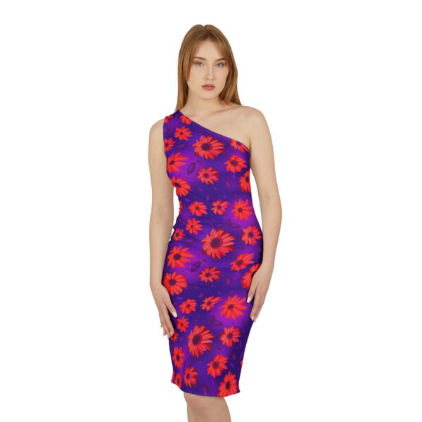 Black Light Sunflowers Shoulder Dress