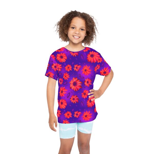 Black Light Sunflowers Kids Sports Jersey