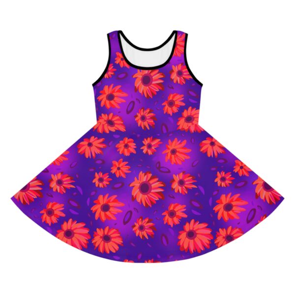 Black Light Sunflowers Girls' Sleeveless Sundress