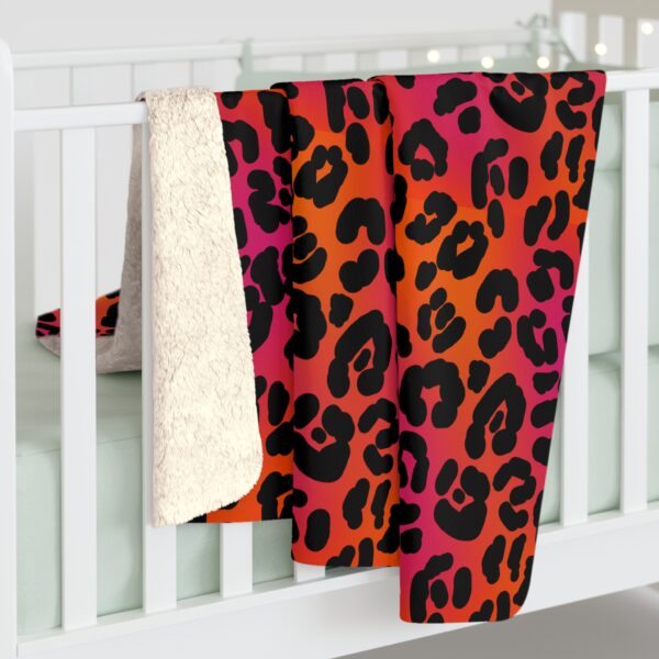 Neon Leopard Sherpa Fleece Blanket - Image 4