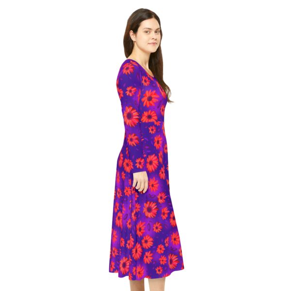 Black Light Sunflowers Long Sleeve Dress - Image 6