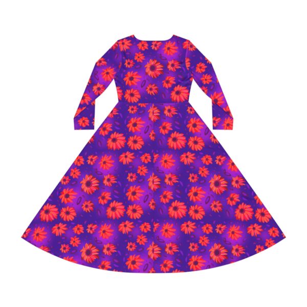 Black Light Sunflowers Long Sleeve Dress - Image 2