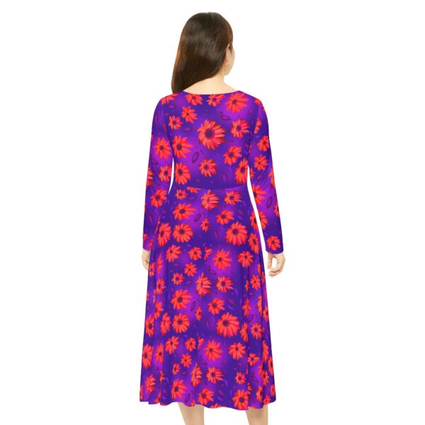 Black Light Sunflowers Long Sleeve Dress - Image 4