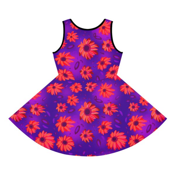 Black Light Sunflowers Girls' Sleeveless Sundress - Image 2