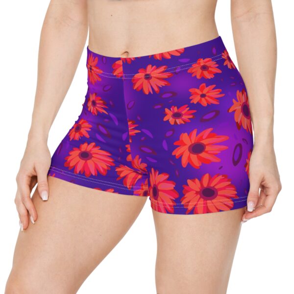 Black Light Sunfowers Short Shorts - Image 3